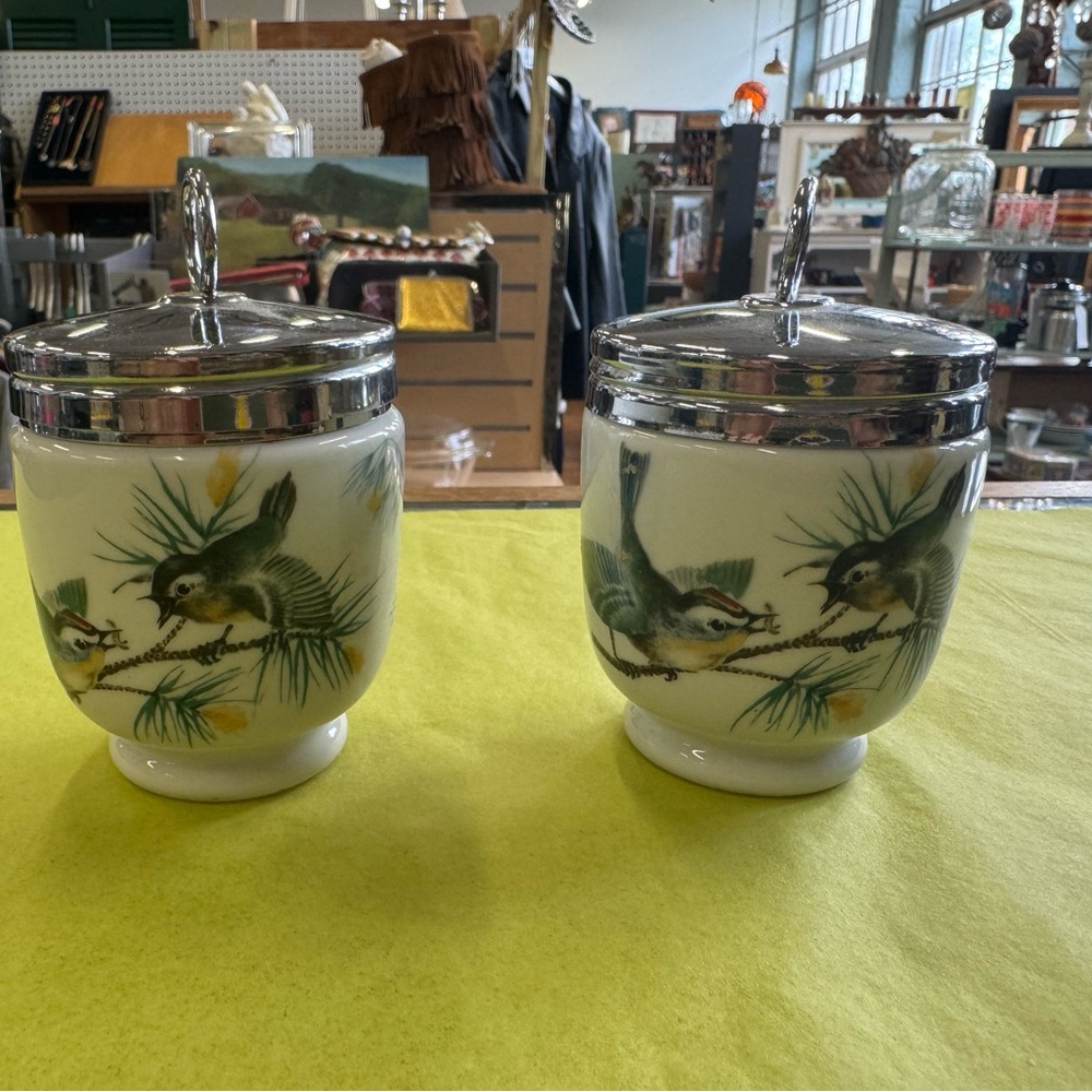 Royal Worcester White Egg Coddling Porcelain Jars.